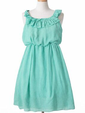 Sweet Storm Mint Green Ruffle Neck Sleeveless Dress Size S
